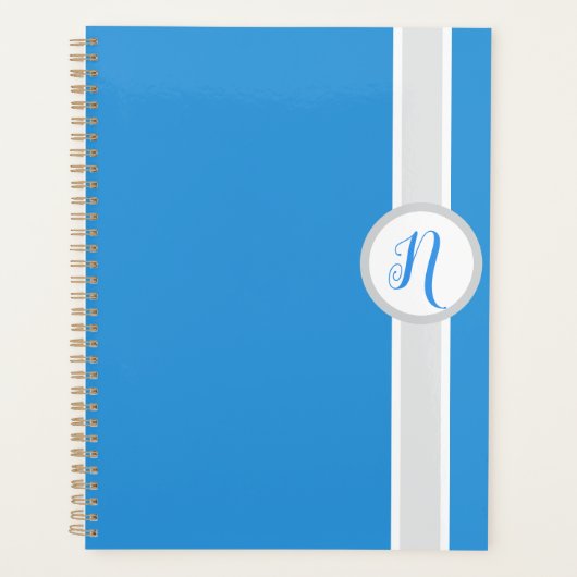 Hübscher blauer Monogramm-Planer Planer (Vorderseite)