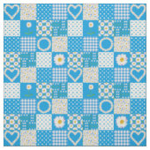 Hübscher blauer Pseudo-Patchwork-Gänseblümchen-Ket Stoff (Muster)