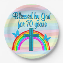 HÜBSCHER BLAUER RAINBOW 70. GEBURTSTAGSPAPIER-TELL