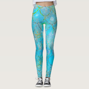 Hübscher Blauer Schimmer Mermaid-Skalen Leggings