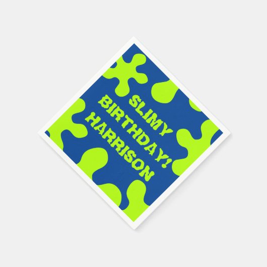 Hübscher, blauer Schleim individuelle Name Geburts Serviette (Ecke)