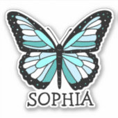 Hübscher blauer Schmetterling - Personalisierter N Aufkleber (Vorderseite)
