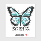 Hübscher blauer Schmetterling - Personalisierter N Aufkleber (Blatt)