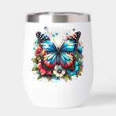 Hübscher Blauer Schmetterling und Blume (Rückseite)