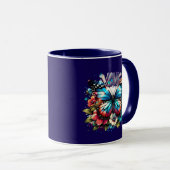 Hübscher Blauer Schmetterling und Personalisierte  Tasse (VorderseiteRechts)