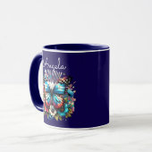 Hübscher Blauer Schmetterling und Personalisierte Tasse (Vorderseite Links)