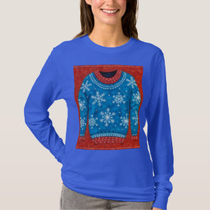 Hübscher blauer Schneeflocken-Schneehässlicher-Sch T-Shirt