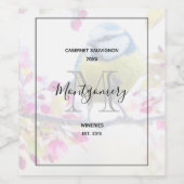 Hübscher Blauer und Gelber Bird auf einem Branntwe Weinetikett (Einzelnes Label)