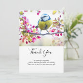 Hübscher Blauer und Gelber Bird auf einem Zweigbil Dankeskarte (Stehend Vorderseite)