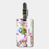 Hübscher Blauer und Gelber Bird auf einem Zweigbil Gepäckanhänger (Vorderseite vertikal)