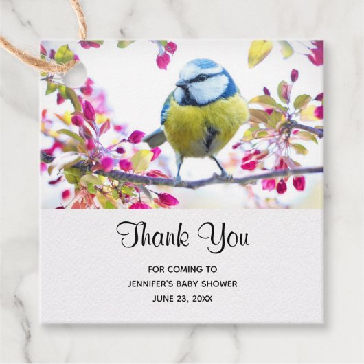 Hübscher Blauer und Gelber Bird auf einem Zweigbil Geschenkanhänger (Vorderseite)