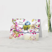 Hübscher Blauer und Gelber Bird auf einem Zweigbil Karte (Vorderseite)