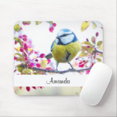 Hübscher Blauer und Gelber Bird auf einem Zweigbil Mousepad (Mit Mouse)