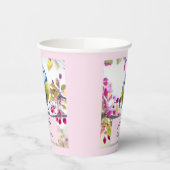 Hübscher Blauer und Gelber Bird auf einem Zweigbil Pappbecher (Links)