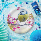 Hübscher Blauer und Gelber Bird auf einem Zweigbil Pappteller (Party)