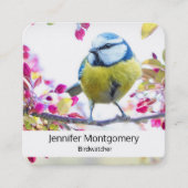 Hübscher Blauer und Gelber Bird auf einem Zweigbil Quadratische Visitenkarte (Vorderseite)