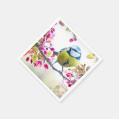 Hübscher Blauer und Gelber Bird auf einem Zweigbil Serviette (Ecke)