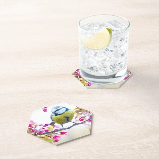 Hübscher Blauer und Gelber Bird auf einem Zweigbil Untersetzer (Vor Ort)