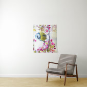 Hübscher Blauer und Gelber Bird auf einem Zweigbil Wandteppich (Beispiel)