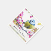 Hübscher Blauer und Gelber Bird auf einer Zweig-Ba Serviette (Ecke)