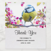 Hübscher Blauer und Gelber Bird auf einer Zweig-Ba Weinetikett (Einzelnes Label)