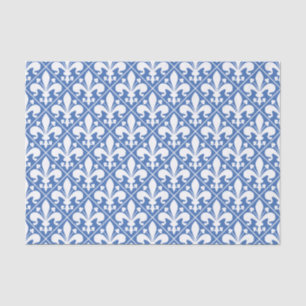 Hübscher blauer und weißer French Fleur de Lys Seidenpapier