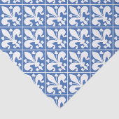 Hübscher blauer und weißer French Fleur de Lys Seidenpapier (Ausschnitt)