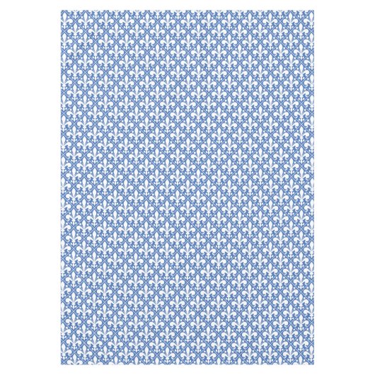 Hübscher blauer und weißer French Fleur de Lys Tischdecke (Vorderseite)