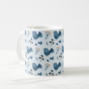 Hübscher blauer Vogel und Beeren illustriertes Mus Kaffeetasse