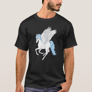 Hübscher blauer weißer Pegasus-Fliegender Pferd T-Shirt