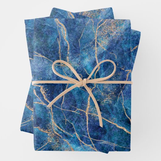 Hübscher Blaugoldmarmor Geschenkpapier Set (Beispiel)