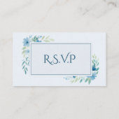 Hübscher Blue Floral Wedding RSVP QR Code Begleitkarte (Rückseite)