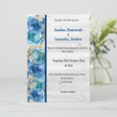 Hübscher BLUE RUSTIC WEDD NAVY Einladung (Stehend Vorderseite)