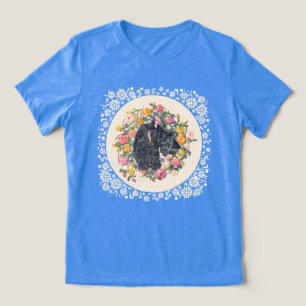 Hübscher Blumen-Schottischer Terrier Tri-Blend Shirt