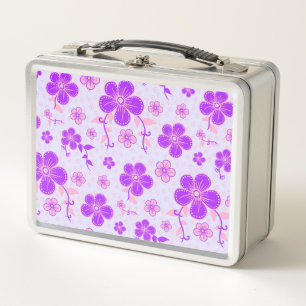 Hübscher Blumendruck Lila und rosa am Lavendel Metall Brotdose