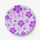 Hübscher Blumendruck Lila und rosa am Lavendel Pappteller (Vorderseite)