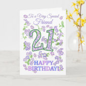 Hübscher Blumenfreund zum 21. Geburtstag Karte (Gelbe Blume)