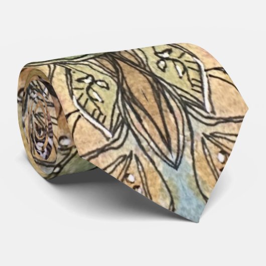 Hübscher Blumengarten Aquarellmalerei Krawatte (Gerollt)