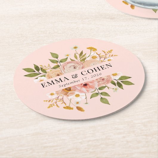 Hübscher Blumengarten Hochzeitsvorzug Runder Pappuntersetzer (Angewinkelt)