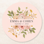 Hübscher Blumengarten Hochzeitsvorzug Runder Pappuntersetzer (Vorderseite)