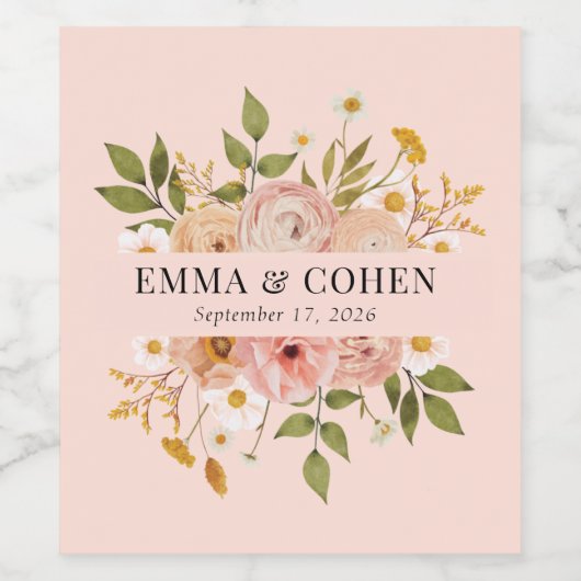 Hübscher Blumengarten Hochzeitsvorzug Weinetikett (Einzelnes Label)