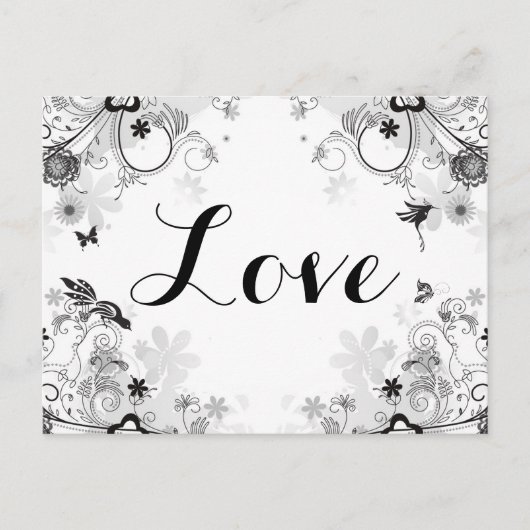 Hübscher Blumengarten ~ Vogelarten und Schmetterli Postkarte (Vorderseite)