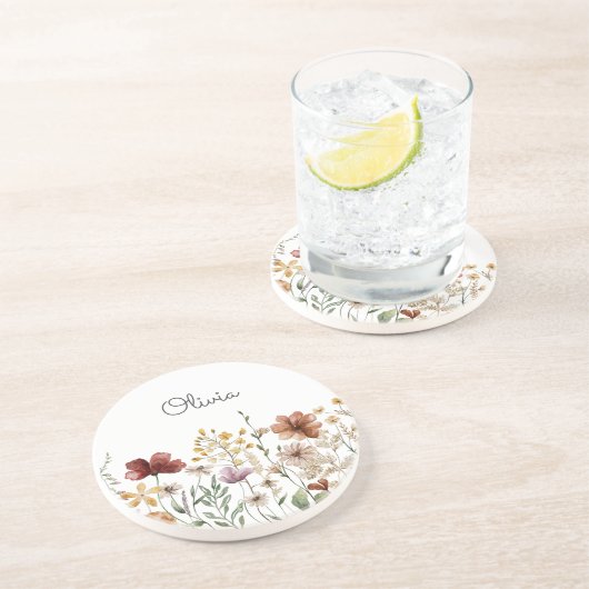 Hübscher Blumengarten Wildblume Getränkeuntersetzer (Seite)