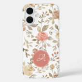 Hübscher, blumengeschmückter mit Monogramm Pastell Case-Mate iPhone Hülle (Rückseite)