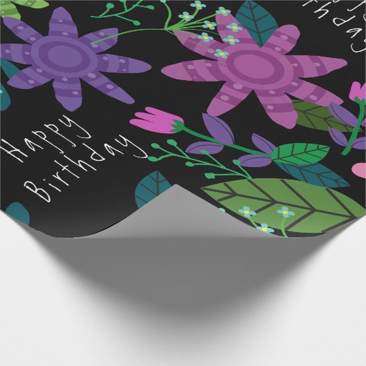 Hübscher Blumenglückwunsch zum Geburtstag Geschenkpapier (Ecke)