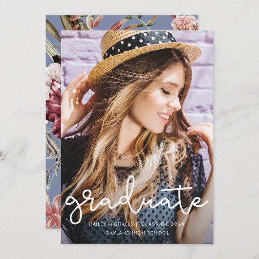 Hübscher Blumenkohl Abschluss Dusty Blue Foto Ankündigung (Vorne/Hinten)