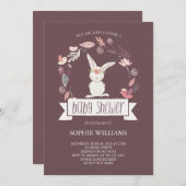 Hübscher Blumenkranz mit weißer Babydusche Einladung (Vorne/Hinten)