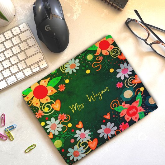 Hübscher Blumenlehrer Personalisiert Green Teacher Mousepad
