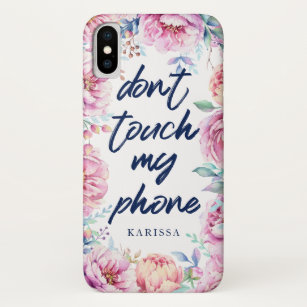 Hübscher Blumenrahmen   Keine Touch   Dunkler Text Case-Mate iPhone Hülle