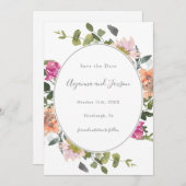 Hübscher Blumenrahmen mit Gründecke Save The Date (Vorne/Hinten)